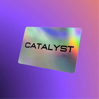 The dichromatic Catalyst Card, front view